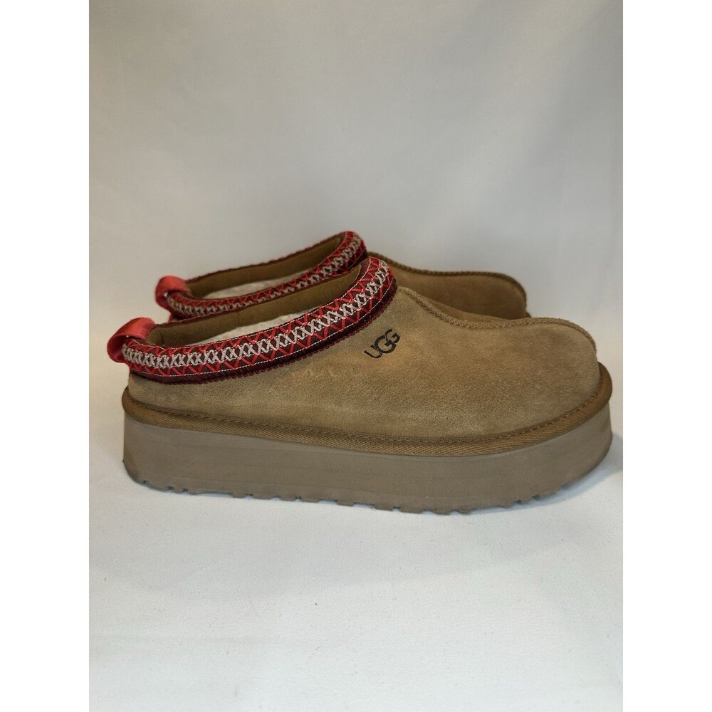 UGG Tazz II Platform Slipper Women, Size 9, Chestnut Embroidered Slip-On
